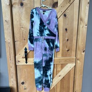 Art Class Purple and Black Tie-Dye Romper Girls Size 6/6X